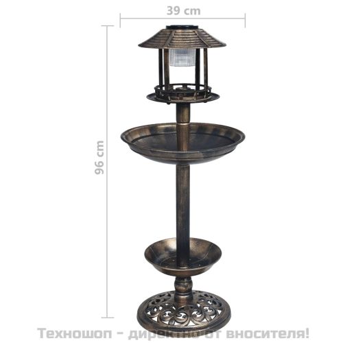Декоративна баня за птички, соларни LED лампи, пластмаса