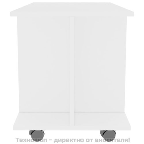 ТВ шкаф с колелца, бял, 80x40x45 см, инженерно дърво