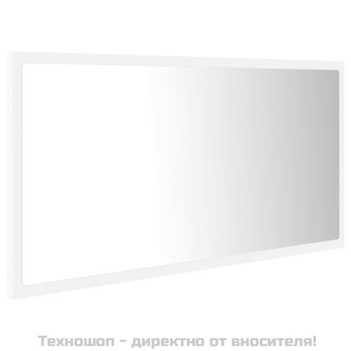 LED огледало за баня, бяло, 90x8,5x37 см, акрил