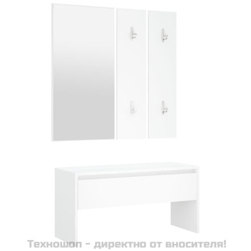 Комплект мебели за антре, бели, инженерно дърво