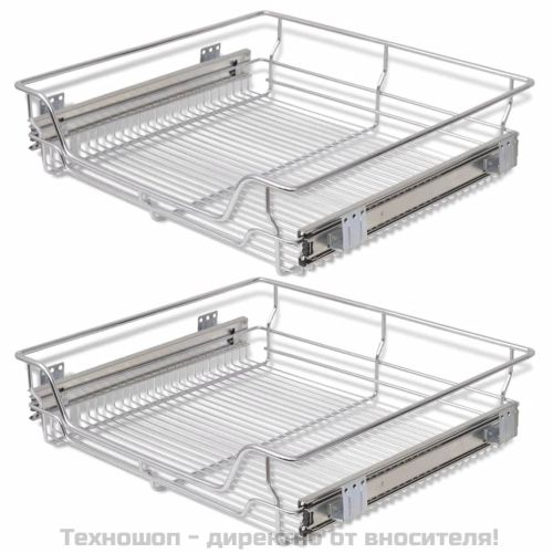 Плъзгащи се телени кошници, 2 бр, сребристи, 600 мм