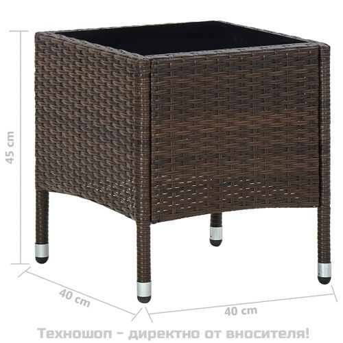 Градинска маса, кафява, 40x40x45 см, полиратан