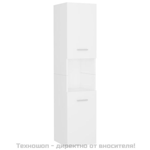 Шкаф за баня, бял, 30x30x130 см, инженерно дърво