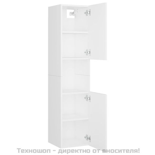 Шкаф за баня, бял, 30x30x130 см, инженерно дърво