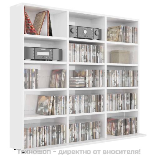 CD шкаф, бял гланц, 100x23x89,5 см, инженерно дърво