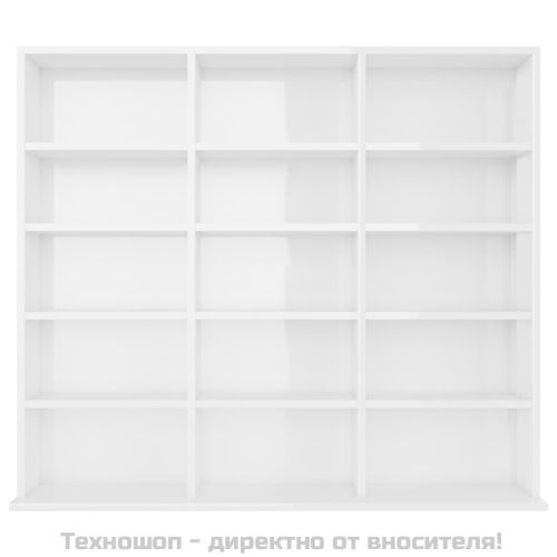 CD шкаф, бял гланц, 100x23x89,5 см, инженерно дърво