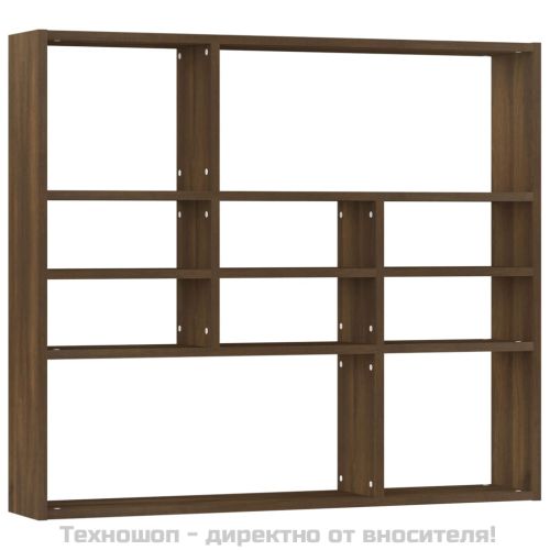 Стенен рафт, кафяв дъб, 90x16x78 см, инженерно дърво