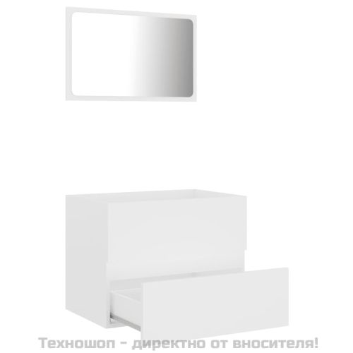 Комплект мебели за баня от 2 части, бял, инженерно дърво