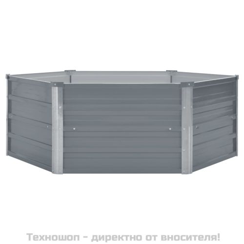 Повдигната леха, 129x129x46 см, поцинкована стомана, сива