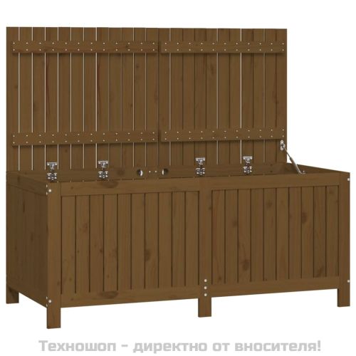 Кутия за съхранение, меденокафява, 147x68x64 см, бор масив