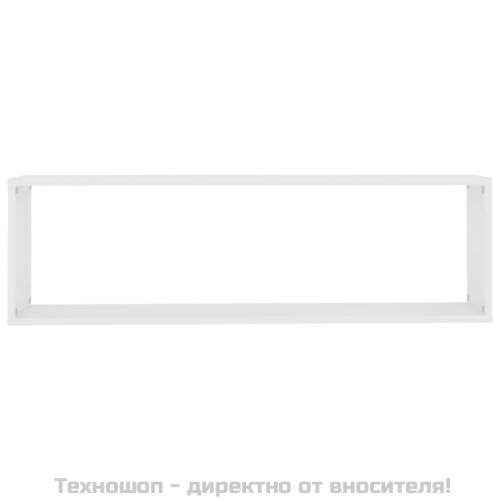 Стенни кубични рафтове 2 бр бели 100x15x30 см инженерно дърво