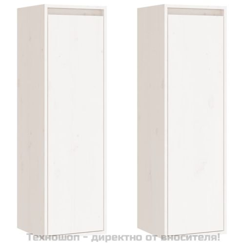 Стенни шкафове, 2 бр, бели, 30x30x100 см, бор масив