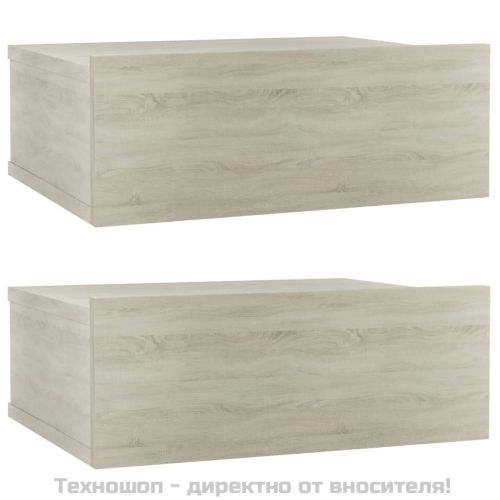 Нощни шкафчета за стена, 2 бр, дъб сонома, 40x30x15 см