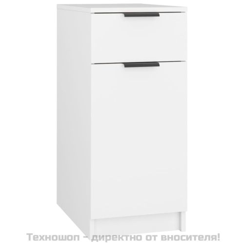 Шкаф за бюро, бял, 33,5x50x75 см, инженерно дърво