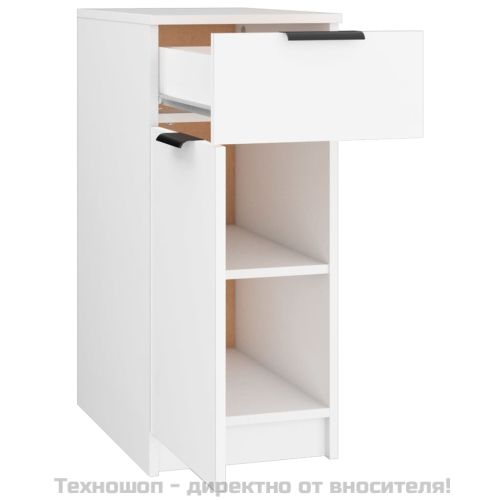 Шкаф за бюро, бял, 33,5x50x75 см, инженерно дърво