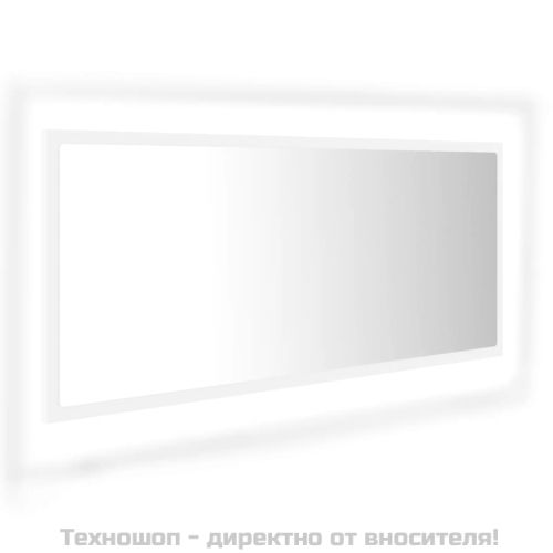 LED огледало за баня, бяло, 100x8,5x37 см, акрил