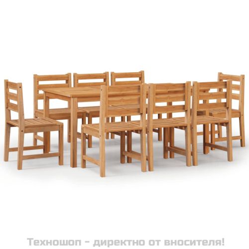 Градински трапезен комплект, 9 части, тиково дърво масив