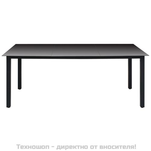 Градинска маса, черна, 190x90x74 см, алуминий и стъкло