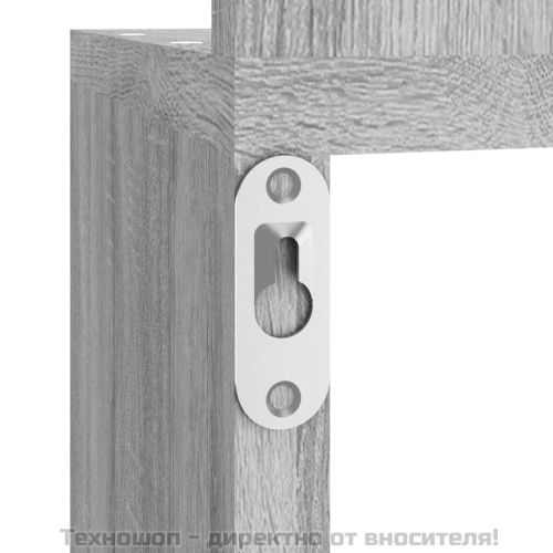 Стенен ъглов рафт, сив сонома, 20x20x127,5 см, инженерно дърво