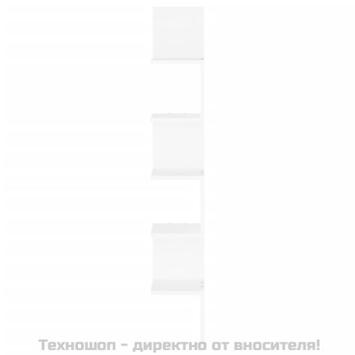 Стенен ъглов рафт, бял, 20x20x127,5 см, инженерно дърво