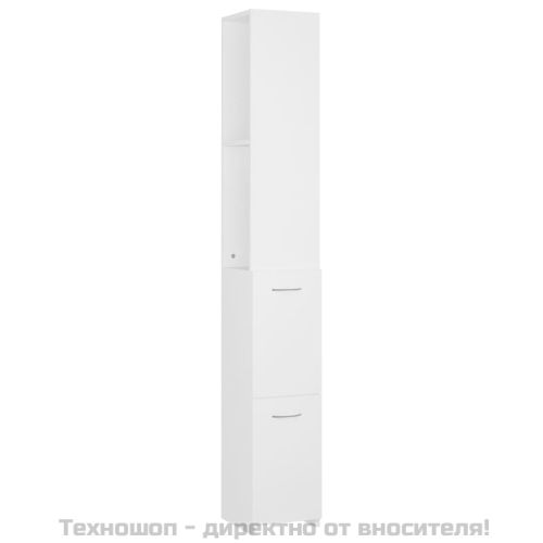 Шкаф за баня, бял, 25x26,5x170 см, инженерно дърво