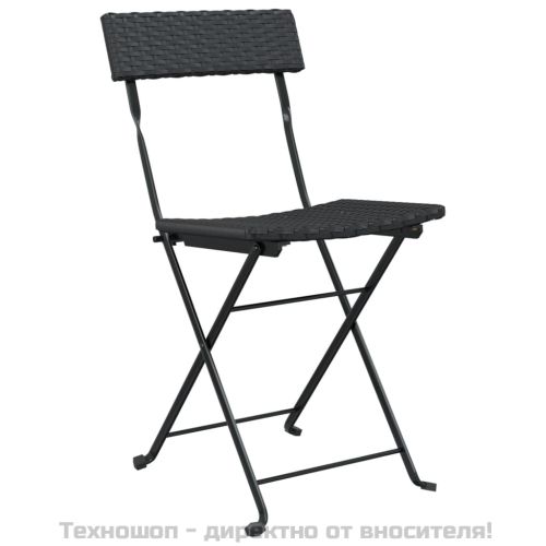 Сгъваеми бистро столове, 6 бр, черни, полиратан и стомана