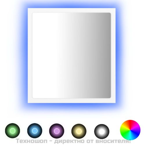LED огледало за баня, бяло, 40x8,5x37 см, акрил