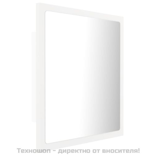 LED огледало за баня, бяло, 40x8,5x37 см, акрил