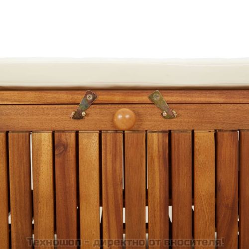 Градинска пейка за съхранение с възглавница 126 см акация масив