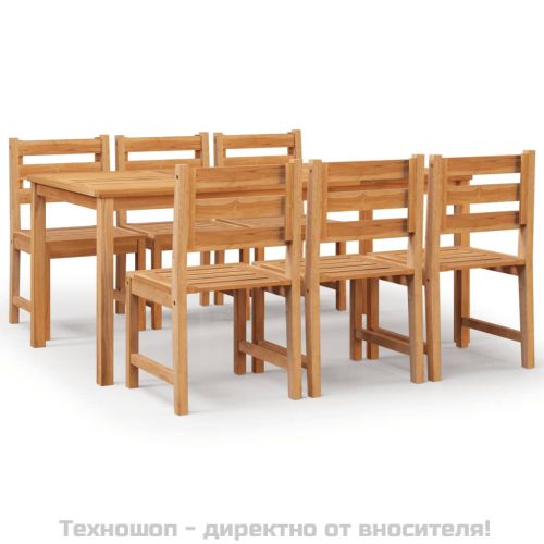 Градински трапезен комплект, 7 части, тиково дърво масив