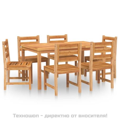 Градински трапезен комплект, 7 части, тиково дърво масив