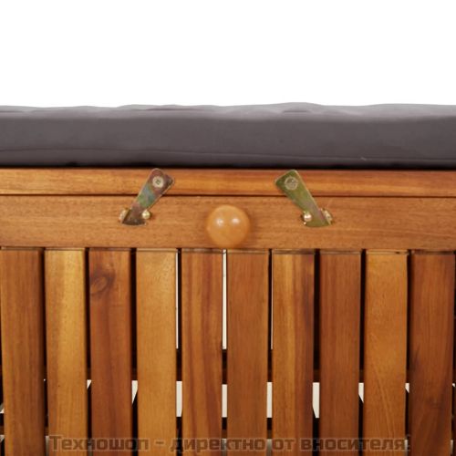 Градинска пейка за съхранение с възглавница 126 см акация масив