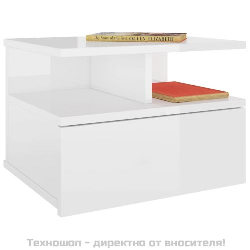 Нощни шкафчета за стена 2 бр силен бял гланц 40x31x27 см