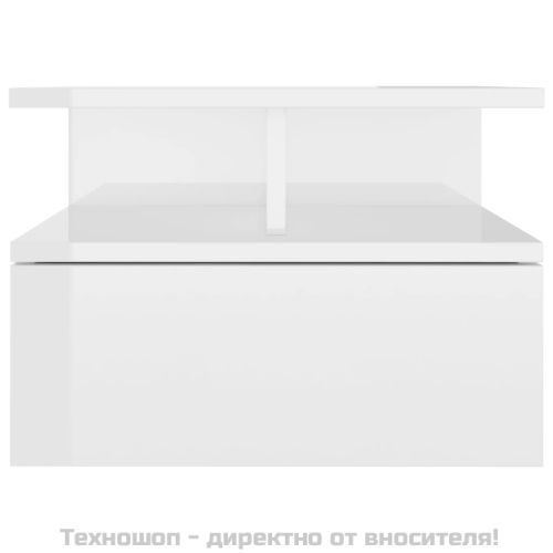 Нощни шкафчета за стена 2 бр силен бял гланц 40x31x27 см