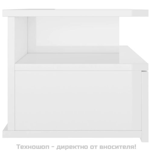 Нощни шкафчета за стена 2 бр силен бял гланц 40x31x27 см