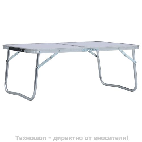 Сгъваема къмпинг маса, бяла, алуминий, 60x40 см