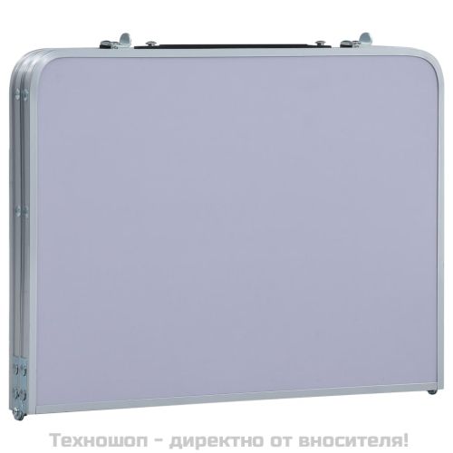 Сгъваема къмпинг маса, бяла, алуминий, 60x40 см