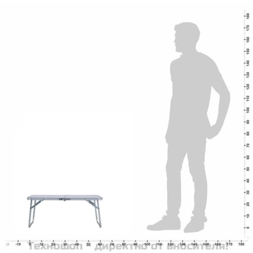 Сгъваема къмпинг маса, бяла, алуминий, 60x40 см