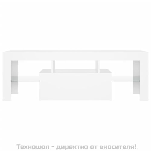 ТВ шкаф с LED осветление, бял, 120x35x40 см