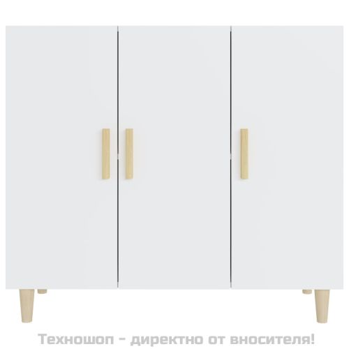 Сайдборд, бял, 90x34x80 см, инженерно дърво