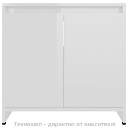 Шкаф за баня, бял гланц, 60x33x61 см, инженерно дърво