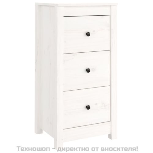 Сайдборд, бял, 40x35x80 см, бор масив