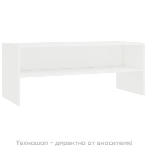 ТВ шкаф, бял, 100x40x40 см, инженерно дърво