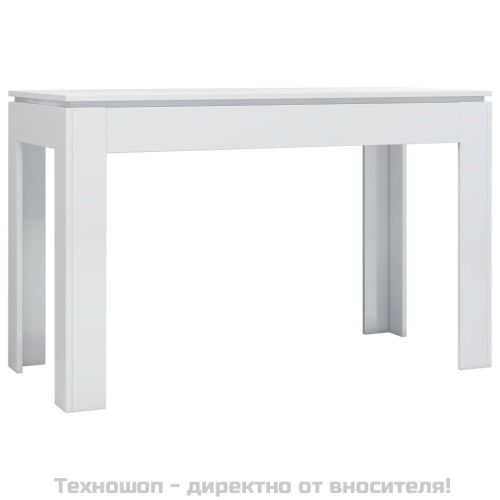 Трапезна маса, бял гланц, 120x60x76 см, инженерно дърво