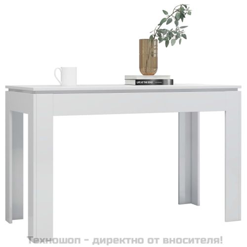 Трапезна маса, бял гланц, 120x60x76 см, инженерно дърво