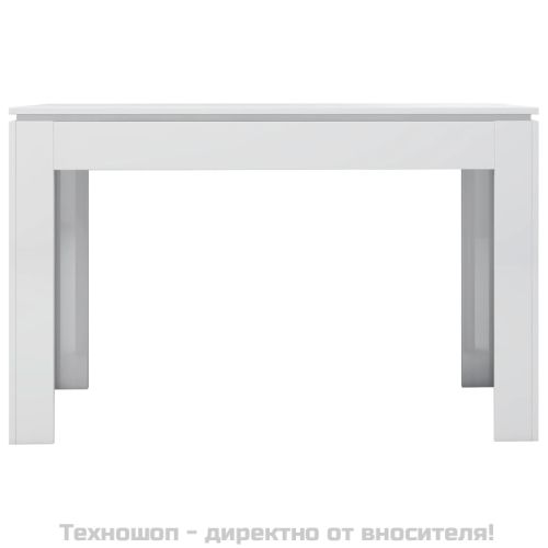 Трапезна маса, бял гланц, 120x60x76 см, инженерно дърво