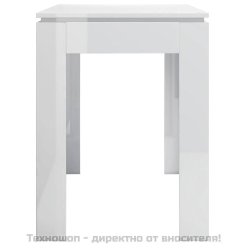 Трапезна маса, бял гланц, 120x60x76 см, инженерно дърво