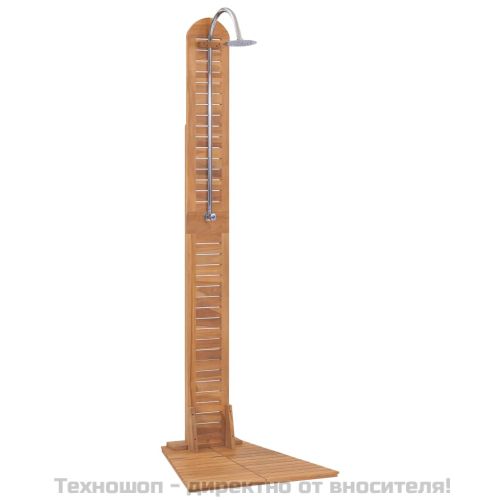 Градински душ, тиково дърво масив, 70x75x204 см