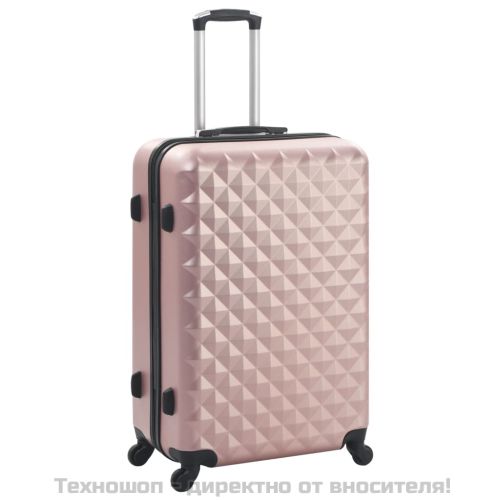 Комплект твърди куфари с колелца, 3 бр, розово злато, ABS