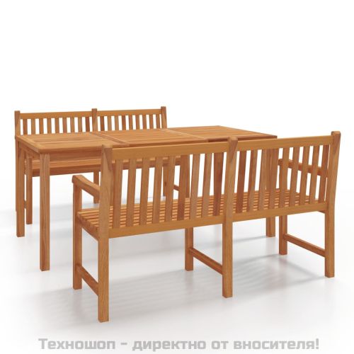 Градински трапезен комплект, 3 части, тиково дърво масив